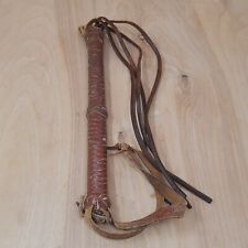 Vintage Brown Leather Braided Riding Quirt Crop Whip Horse Tack picture