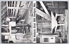 Interior~Verdigre NE~Old Historic Grist Mill Loft & Grinder~B&W~Vintage Postcard picture