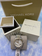 Michael Kors MK5955 Lexington 38mm Silver Chronograph Two Tone Women's Watch picture