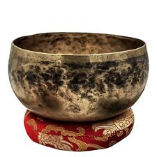 Vintage Oxidized Patina Handmade Hammered Singing Bowl Tibetan W/ Mallet Healing picture