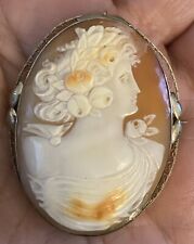 Antique Italian Hand Carved Cameo Brooch Sterling Silver Frame Superior Quality picture