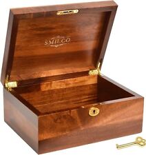 Smilco Wooden Storage Box with Hinged Lid Acacia Wood Origin - Key Brown  picture
