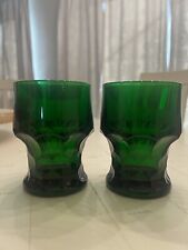 Vintage Viking Emerald Green Georgian Tumbler Glass Honeycomb 4.25” Set Of 2 picture