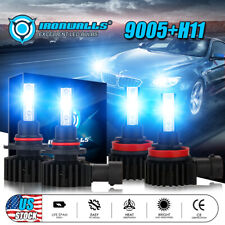 4PCS 9005+H11 LED Headlight 8000K Ice Blue High Low Beam Bulbs 4400W 660000LM picture