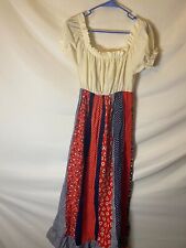 70s Vintage Boho Womens Dress Size Small Medium Red White Blue Costume picture