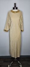 Vintage 1970s Loungees Gold Lurex Sequin Trimmed  Maxi Dress Size 12 picture