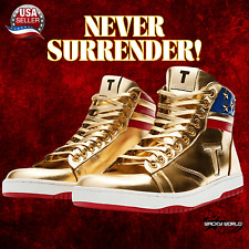 NEW Gold Trump Sneakers 2024 Never Surrender Style High Tops Shoes MAGA Sneakers picture
