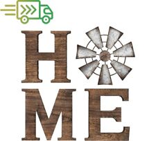 Farmhouse Wall Decor Wooden Home Sign with Metal Windmill for O Rustic H...(a15) picture