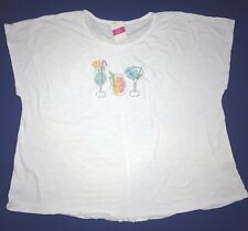 FRESH PRODUCE 1X 2X White Tropical Drinks $46 KEEPSAKE Slouchy Tee Top NWT O/S picture