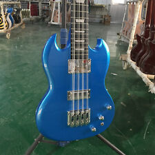 Custom 8 Strings Blue Electric Bass Guitar Fixed Bridge Chrome Parts 22 Frets picture
