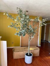 7.5’ Greco Eucalyptus Artificial Tree with Resin Stone Planter. Retail $549 picture
