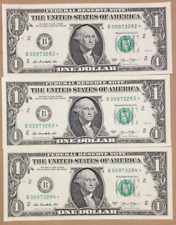 (3) 2013 B (ONE DOLLAR) UNC  STAR NOTES -  PRINTING ERROR picture