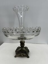 ANTIQUE FB ROGERS 2 Tiered Glass Vict. Epergne/Flower Vase Centerpiece 19th Cent picture
