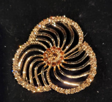 Vintage Signed Liz Claiborne (LC) gold tone Rhinestone swirl pinwheel brooch picture