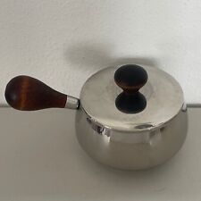 Vintage Mid Century Modern Stainless Steel Wood Handled Fondue Pot picture