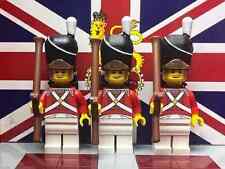 3x LEGO British King George III Grenadiers w/ Bearskin Hats, Muskets & Backpacks picture