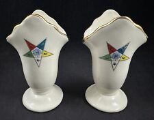 Vintage Order of the Eastern Star Ceramic Candle Holders Freemason Masonic picture