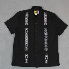 Guayabera The Genuine Haband Mens Size M Black Textured Cuban Shirt Snap Up picture