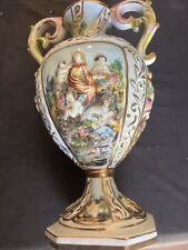 18” Large Antique Vase/planter Capodimonte Italy Hand Painted Porcelain Figural picture