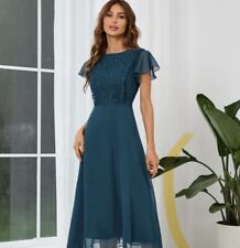 NWT JJ's House A-line Scoop Ink Blue Chiffon Bridesmaid Dress Small picture