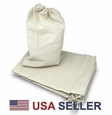 Multi-purpose Natural Cotton Muslin Drawstring Reusable Bags w Variety of Sizes picture