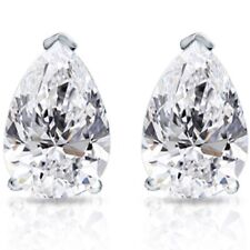 2 Ct Lab Grown Pear Shape Diamond Studs 14k White Gold Earrings picture