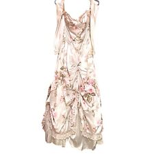 Vintage Gunne Sax Jessica McClintock Cream Rose Strapless Prom Dress 9/10 Gloves picture
