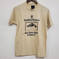 Vintage Delta Mens Single Stitch Smith & Wesson T Shirt Size L Tan Firearms picture