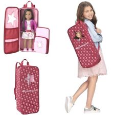American Girl Doll Carrying Case Backpack Carrier Straps Red EUC Pockets Storage picture