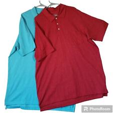 THE FOUNDRY Supply Co Men's Short Sleeve Polo Shirts 2XLT Long Tail Red & Cyan picture
