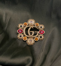 Vintage Rare Gucci Stunning Yellow Brooch With Stones picture