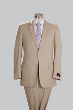 Renoir Mens Tan/Khaki/Beige 2-Piece Suit (Jacket/Pants) 2 Button Coat +Tie/Hanky picture