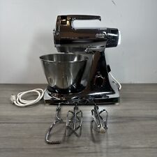 VINTAGE SUNBEAM DELUXE MIXMASTER 12 SPEED MIXER BROWN/CHROME w/BOWLS & BEATERS picture