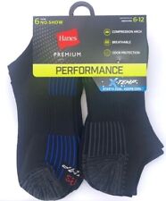 Men's Hanes Premium Performance No Show Socks - Black 6 pair Men's shoe 6-12 picture