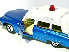 ❤️🇺🇸Vintage TOMICA Diecast Car CADILLAC AMBULANCE - CUSTOM MADE METALLIC BLUE picture