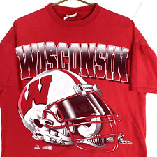 Vintage Wisconsin Badgers Riddell T-shirt Size XL 1994 Red Nfl Single Stitch 90s picture