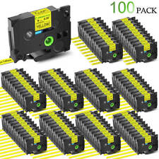 Compatible Brother Label Maker Tape 9mm Black on Yellow for PTouch PTD210 100PCS picture