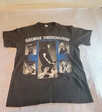 George Thorogood Destroyers SM T-Shirt Black Distressed Faded Vintage 80s Damage picture