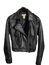 PARIS BLUES Vintage 90s Women's (S) Black Vegan Leather Moto Jacket Lined picture