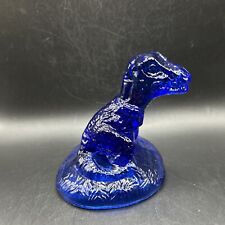 Vintage Uranium￼Glass Dinosaur T Rex Figurine Colbalt Blue USA It Glows picture