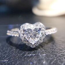 2.40TCW Heart Cut Certified Moissanite Halo Engagement Ring Solid 14k White Gold picture
