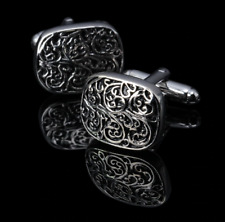 High Quality Vintage Wave Pattern Retro Exquisite Men’s Cufflinks In 925 Silver picture
