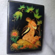 Vintage Russian USSR Hand Painted Lacquer Jewelry Box Genuine  picture