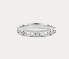 Swirling Filigree Lacy, Vintage-Inspired 10K White Gold & White Moissanites Band picture