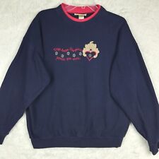 Vintage M&C Sportswear Womens Sweatshirt Dogs Leave Pawprints Embroidered Blue L picture