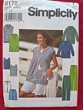 Simplicity 8172 Women's  Size P 12, 14, 16 Tops, Hoodie. Pants, Shorts Uncut FF picture