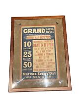 Vintage 19th Century Grand Opera Poster Featuring Maud Hill Framed 30 x 22  picture