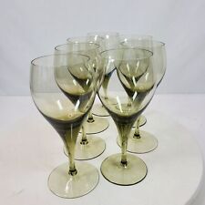 Vintage Mid Century Green Stemmed Wine Glass 7 Inch Tall SET of 7 picture