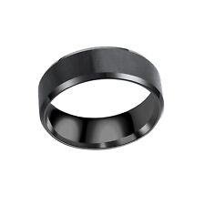 8MM Stainless Steel Men Women Wedding Engagement Black Plated Gold Ring SZ 6-12 picture