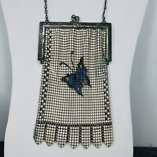1920’s WHITING and DAVIS Vintage Art Deco Mesh Enamel Metal Bag coin Purse picture